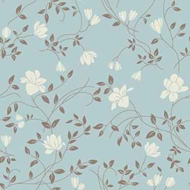 Imagem de Papel De Parede Adesivo Lavável Flores Com Fundo Verde 12m