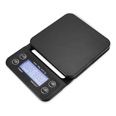 Imagem de balança de cozinha digital balança de cozinha digital balança de café com cronômetro, 3kg / 0,1 g com função de descascar, balança de cozinha com display LCD