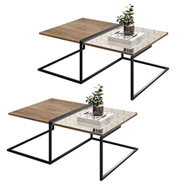 Imagem de Kit 02 Mesas de Centro Decorativa Espelhada Industrial D01 Design Demolição - Lyam Decor
