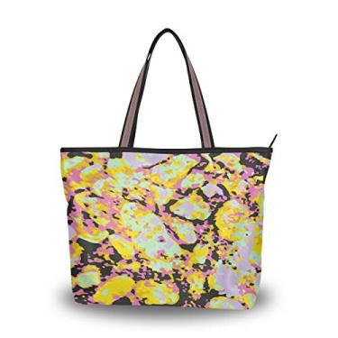 Imagem de ColourLife Bolsa de ombro com alça superior, estampa abstrata moderna em grunge bolsa de ombro para mulheres e meninas, Multicolorido., Medium