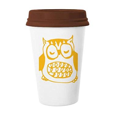 Imagem de Caneca de cerâmica de desenho animado coruja protege animal amante de animais de estimação caneca de café copo de cerâmica