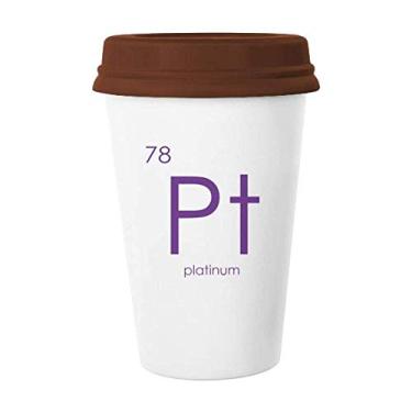 Imagem de Química Elementos Tabela de Período Metais de Transição Platinum Pt Caneca de Café Copo Cerâmica Tampa