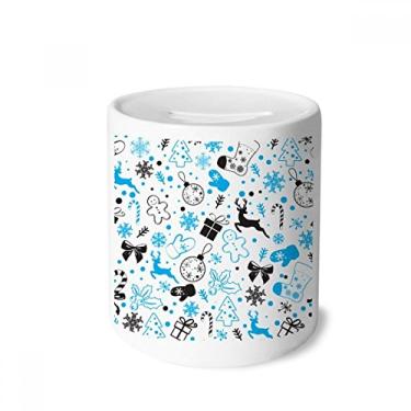 Imagem de DIYthinker Caixa de moedas de cerâmica para presente de alce de floco de neve de Natal, porta-moedas