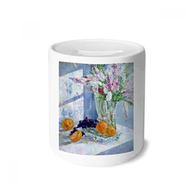 Imagem de DIYthinker Caixa de moedas de cerâmica Still Life Vaso de flor uva Caixa de dinheiro Porta-moedas Presente de cofrinho