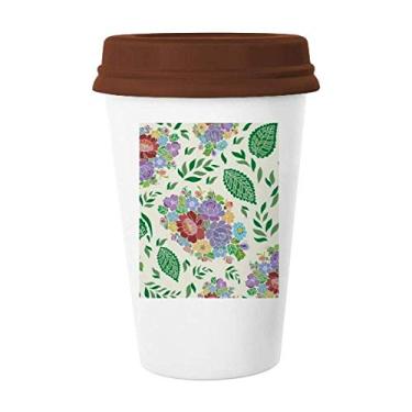 Imagem de Canecas de Cerâmica Chinesa com Estampa de Flores e Folhas de Vidro para Beber Café