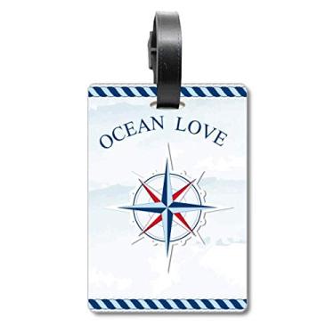 Imagem de Bússola Ocean Love Sea Sailing Pattern Bagagem Etiqueta Cartão de Bagagem Scutcheon Etiqueta