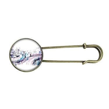 Imagem de Broche de metal retrô de construção moderna arranha-céus Overpass