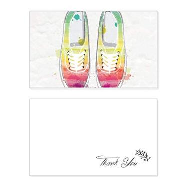 Imagem de Sapatos de lona coloridos pintados à mão, padrão de cartão de agradecimento, papel de aniversário, agradecimento de casamento
