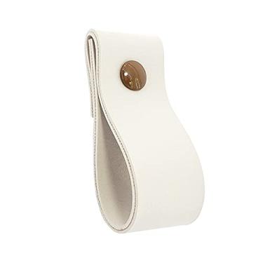 Imagem de Puxador Dobi Parafuso - Textura de Couro Creme - Parafuso Marrom