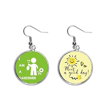 Imagem de Jardineiro Posição Flor Grama Pá Orelha Gota Sol Brincos Joias Moda Moda