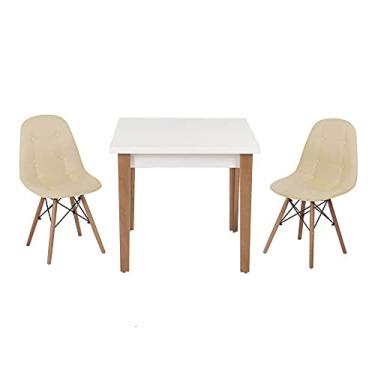 Imagem de Conjunto Mesa de Jantar Luiza 80cm Branca com 2 Cadeiras Botonê - Nude