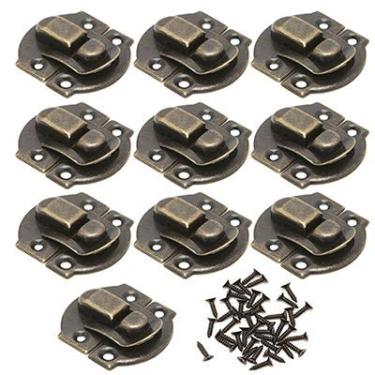 Imagem de 10 pcs antique bloqueio caixa de jóias de madeira decorativo cadeado 20x21mm metal hasps trinco com parafuso vintage hardware móveis YYDFPIIA (Color : Bronze)