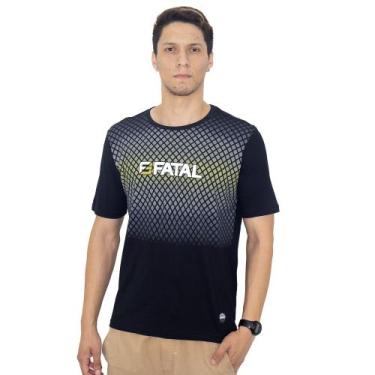 Imagem de Camiseta Estampa Quadriculada Masculina Fatal Surf Preto