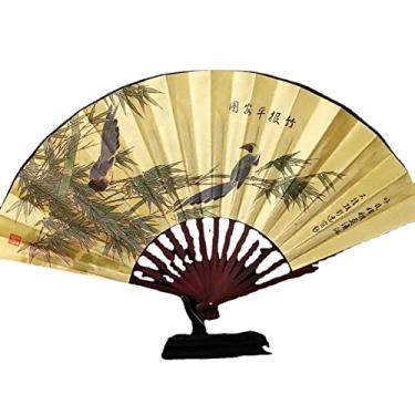 Imagem de XIALON 1 peça 20 cm estilo antigo ventilador de pano de seda estilo chinês feminino masculino estudantes adereços dominadores pintura ventilador de bambu