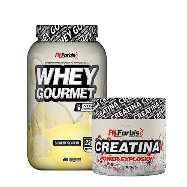 Imagem de Kit Whey Protein Gourmet Pote 907g + Creatina Power Explosion Sem Sabor 300g - FN Forbis Nutrition (Baunilha Ice Cream)