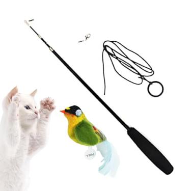 Imagem de Teasers de gatos - Varinha de brinquedos para teasers de gatos em formato de pássaro - Brinquedo interativo portátil da pena do gato, brinquedos do gato do guincho para gatinhos médios Hersil