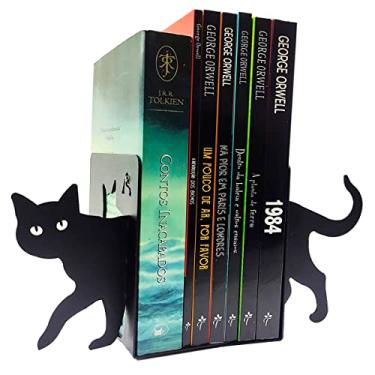 Imagem de Suporte Aparador de Livros CDS DVDs Gatinho Curioso Peculiartes