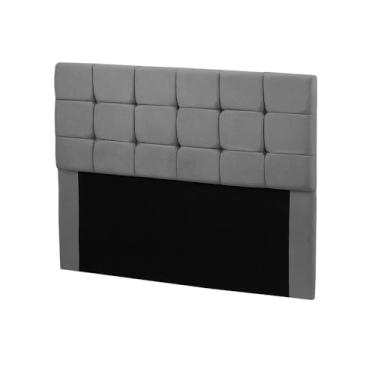 Imagem de Cabeceira Julia Cama Box Casal 140cm Estofada Veludo Chumbo Star Confort