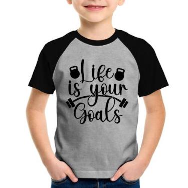 Imagem de Camiseta Raglan Infantil Life Is Your Goals - Foca Na Moda