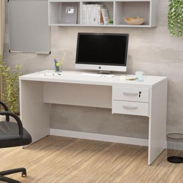 Imagem de Mesa De Escritório 1.40x60 Com Gaveteiro Tampo 30mm (Branco)