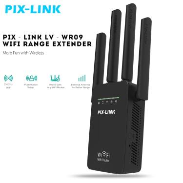 Imagem de PIXLINK-Mini Repetidor WiFi  Ponto de Acesso  Extensor de Alcance Wi-Fi  Roteador  4 Antenas