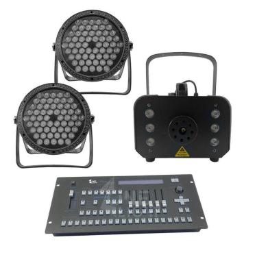 Imagem de Kit 2 Par Led 3 Em 1 + Máquina De Fumaça 1200W + Mesa Pilot