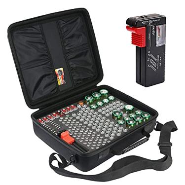 Imagem de Caixa organizadora de bateria rígida Khanka, suporte para bolsa de transporte – Comporta 148 pilhas AA AAA C D 9V – com testador de bateria BT-168 (pilhas não incluídas), Large