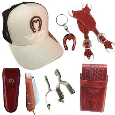 Imagem de Kit Country Boné Farm Bulls Esporas QM Correias QM Bainha e Canivete (havana)