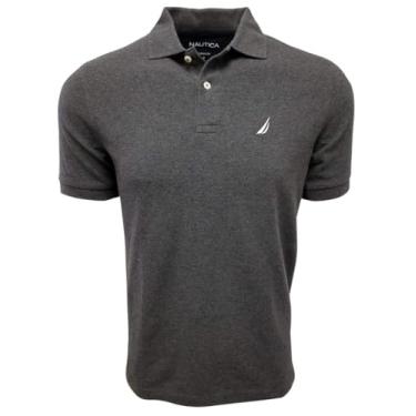 Imagem de Nautica Camiseta polo piquê masculina de modelagem clássica, Carvão mesclado, G