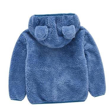 Imagem de TENDYCOCO Casacos Casaco de pele de bebê casaco com capuz casaco de pele jaqueta de orelha com chapéu infantil, Azul, 00