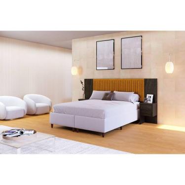 Imagem de Cabeceira Casal Ripado Florida C/4 Gavetas -Flex 1.40-1.60-2.00 -Carmolar