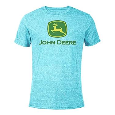Imagem de John Deere Camiseta juvenil de manga curta com logotipo de poliéster/algodão turquesa, Turquesa, M
