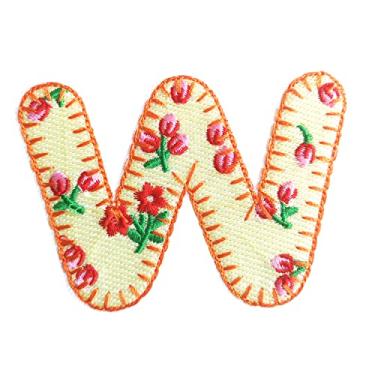 Imagem de 5 Pçs Patches de letras de chenille adesivos de ferro em remendos de letras universitárias com glitter bordado remendo costurado em remendos para roupas chapéu camisa bolsa (Muticolor, W)