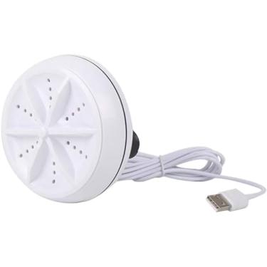 Imagem de Mini Máquina de Lavar Roupas Panos Toalhas no Balde Portátil Ultrassônica Lavanderia USB Lava Louças Branco com USB