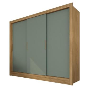 Imagem de Guarda Roupa Casal Nanda 3 Portas 2 Gavetas Lateral Boreal/menta - Móveis Arapongas