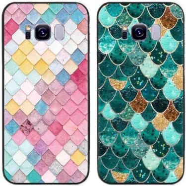 Imagem de 2 peças de capa de telefone traseira de silicone em gel TPU impresso em escalas coloridas para Samsung Galaxy todas as séries (Galaxy S8)