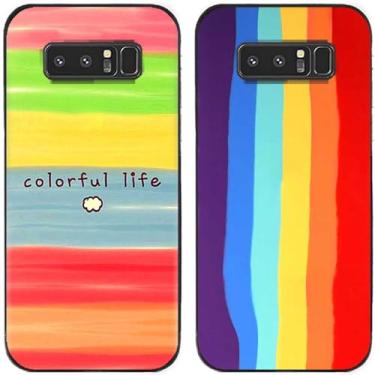 Imagem de 2 peças colorido vida arco-íris impresso TPU gel silicone capa de telefone traseira para Samsung Galaxy All Series (Galaxy Note 8)
