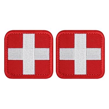 Imagem de LIVANS Remendo de moral Medic Cross Mortal, Remendo Tático de Primeiros Socorros com Gancho e Laço EMT, 2 Pacotes para Mochilas IFAK