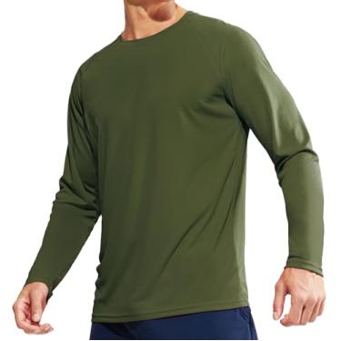 Imagem de Haimont Camiseta masculina de corrida atlética com proteção solar UV leve raglã manga longa Rash Guard