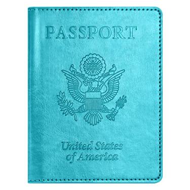 Imagem de Combo porta-passaporte e cartão de vacina, porta-passaporte com compartimento para cartão de vacina, carteira de passaporte, capa de passaporte, capa de passaporte, capa de passaporte, porta-passaporte para mulheres e homens, AK-turquesa, Simplicidade