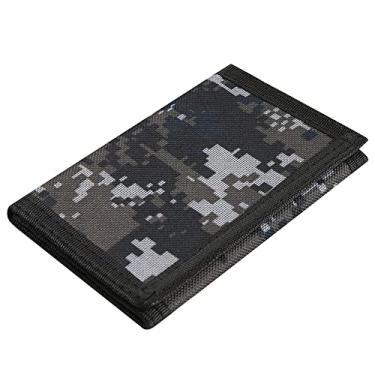 Imagem de Carteira infantil para meninos e meninas adolescentes com três dobras, carteira infantil de lona para meninos, carteiras fofas com zíper para jovens com bolso para moedas e porta-cartões, carteiras inovadoras para de crianças, Cinza digital, Casual