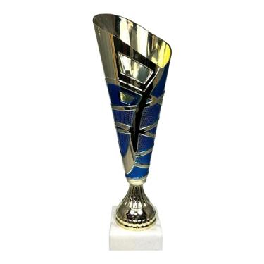 Imagem de Express Medals Taça Troféu Azul e Dourado de 33 cm - Evento, Torneios Esportivos, Competições, Presente ou Prêmio de Reconhecimento, 33 cm de altura x 10 cm de largura. AMC331-C