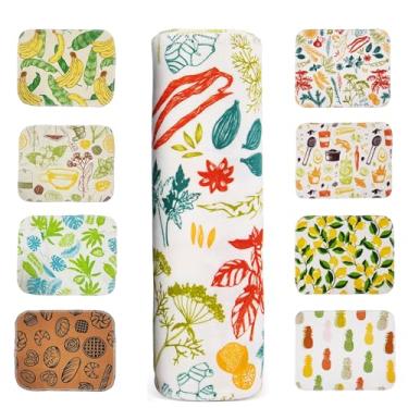 Imagem de Gecocious Toalhas de papel reutilizáveis laváveis, pacote com 12 rolos de toalhas de cozinha sem papel - Impressões surpresa, pano de algodão ecológico super macio