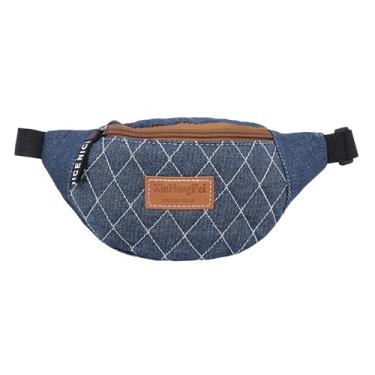 Imagem de JASASCCEL Mini bolsa tiracolo azul jeans bolsa transversal casual moda rômbica gráfica bolsa de ombro bolsa de ombro carteira para crianças, viagens, caminhadas, Bolsa de cintura azul, One Size