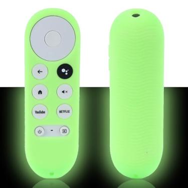 Imagem de Capa de controle remoto verde luminosa adequada para Google TV Chromecast 4K 2020, leve, antiderrapante, capa de silicone para pele - verde luminoso