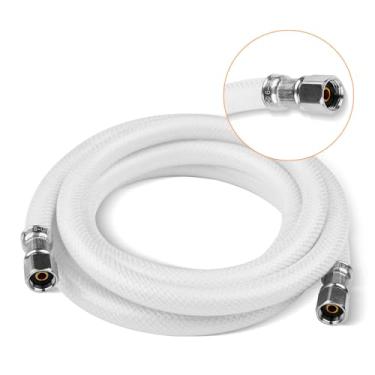 Imagem de (1 pacote) HeSun Linha de fornecimento de máquina de gelo de 2,5 m, conector de mangueira de água de geladeira de compressão de 0,6 cm x 0,6 cm, PVC reforçado com poliéster