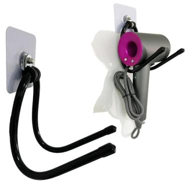 Imagem de Suporte universal para secador de cabelo, suporte de parede, suporte para secador de cabelo, organizador de ferramentas de cabelo para banheiro e quarto, cuidados com o cabelo, armazenamento e