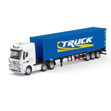 Imagem de Miniatura 1:50 Caminhão de Reboque de Container Die-cast Metal - H1732, Branco e Azul