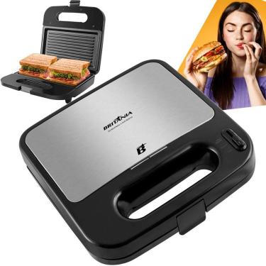 Imagem de Sanduicheira Grill Elétrica Britânia Antiaderente BGR20 1500W Grelha hambúrgueres carnes peixes vegetais