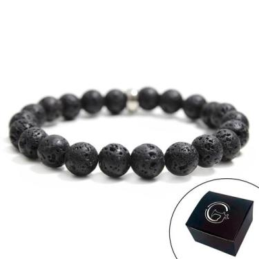 Imagem de Pulseira Masculina Pedra Lava Vulcânica Fogo Força Vigor - GRANADO ACE